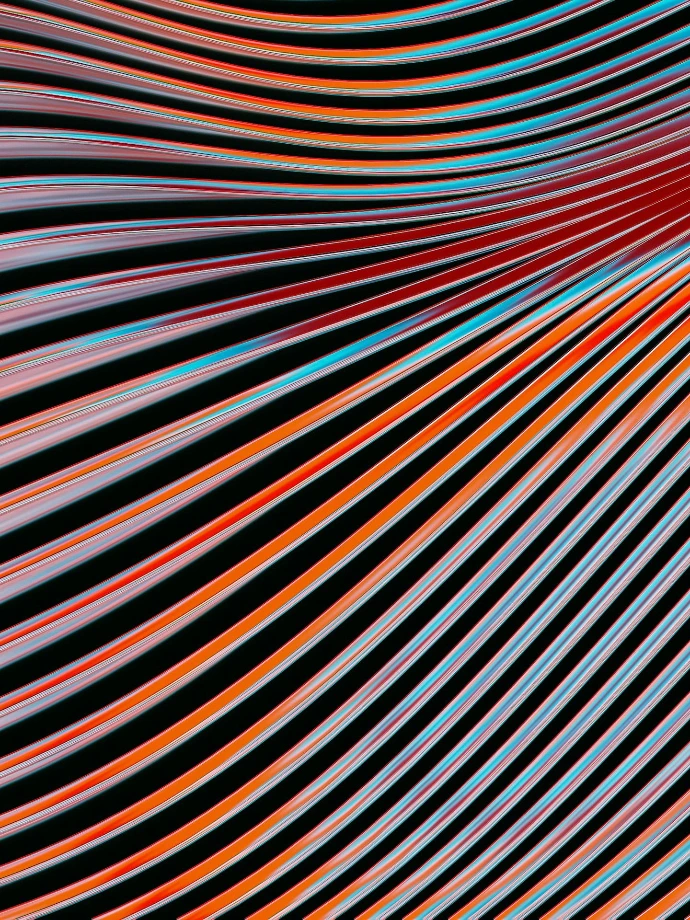 a black background with red, blue, and orange lines